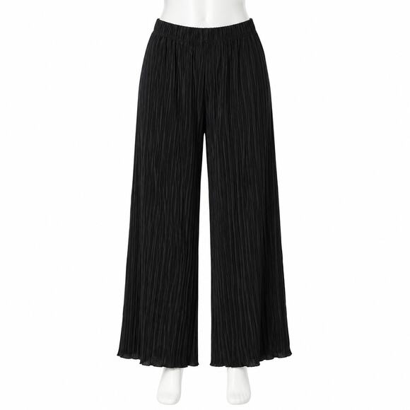 Topshop Pants - Topshop Black Crinkle Pleated Wide Leg Pants - Size 8-10
